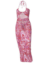 Sexy rückenfreies Printkleid mit schmalem Ausschnitt